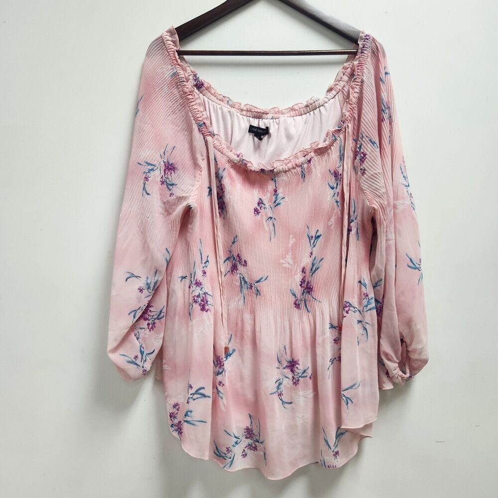 Cottagecore Feminine Floral Lane Bryant Womens Plus Sheer Blouse Size 22/24Lined